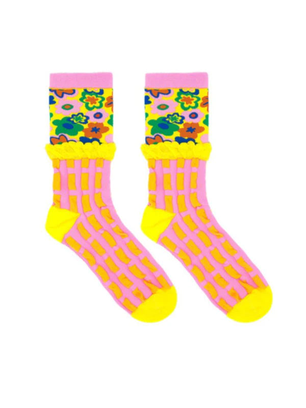 Floral Frilly Socks