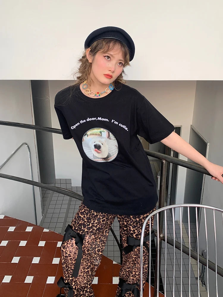 Dog Loose Animal Casual T-Shirt- Simple Outfits