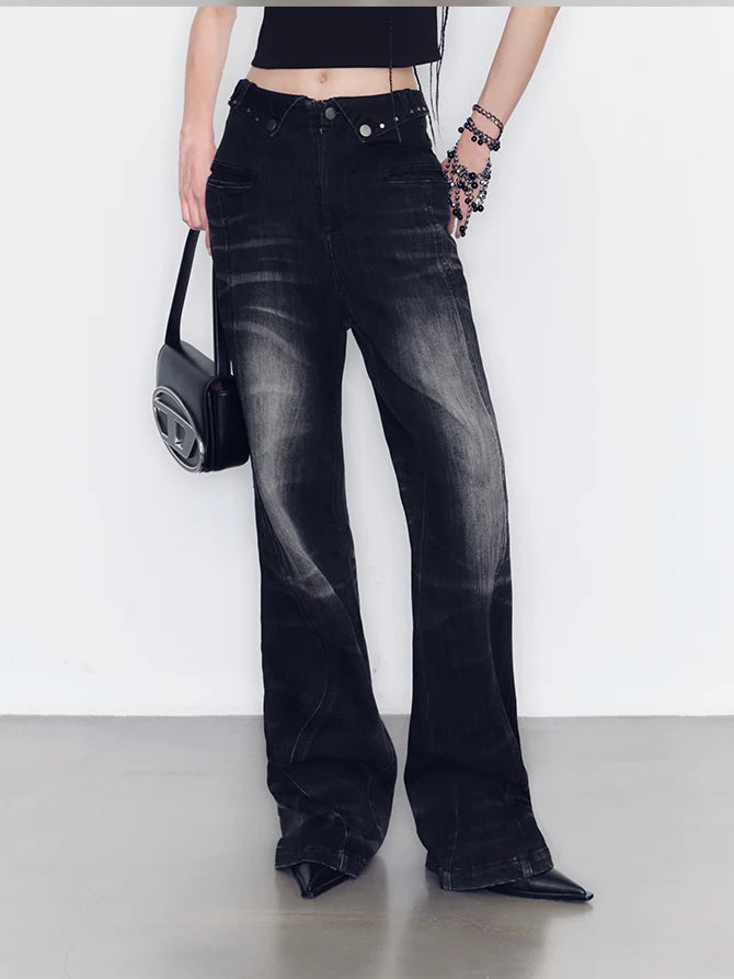 Denim Casual Faded Flare-Pant