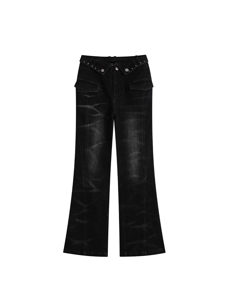 Denim Casual Faded Flare-Pant