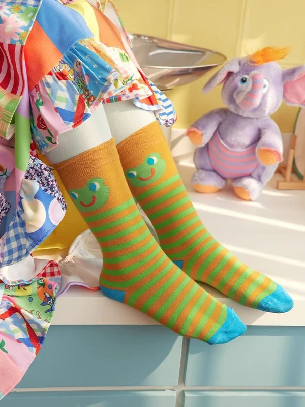 Colorful Stripes Cute Color Clash Skinny Cotton Socks