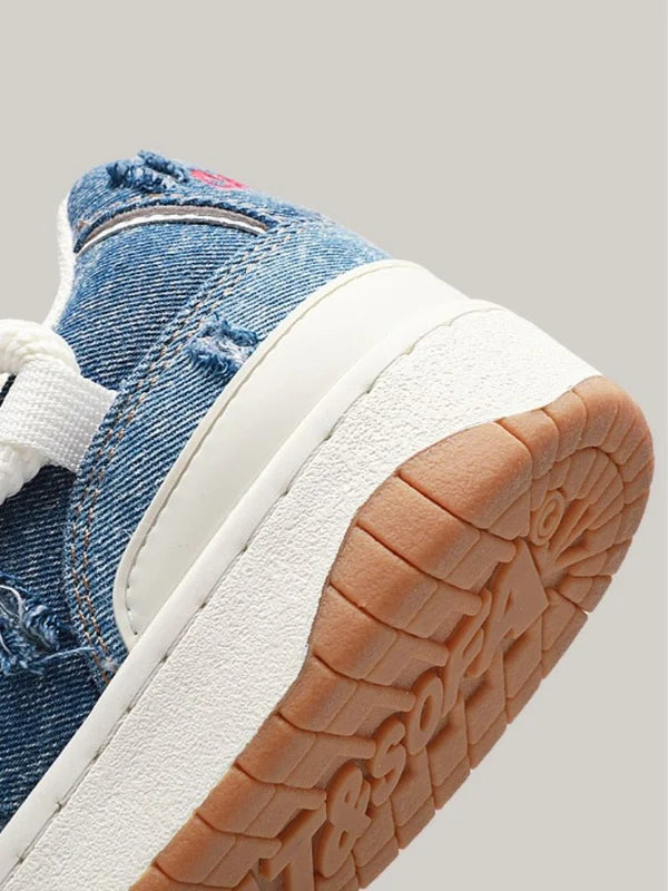 Denim Blue Casual Sport Lace Up Sneakers