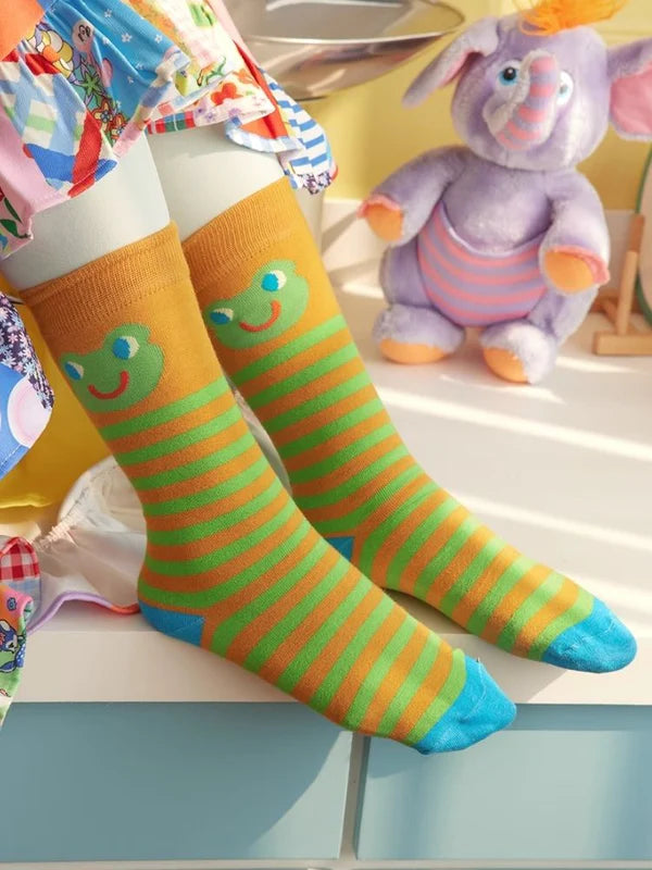 Colorful Stripes Cute Color Clash Skinny Cotton Socks