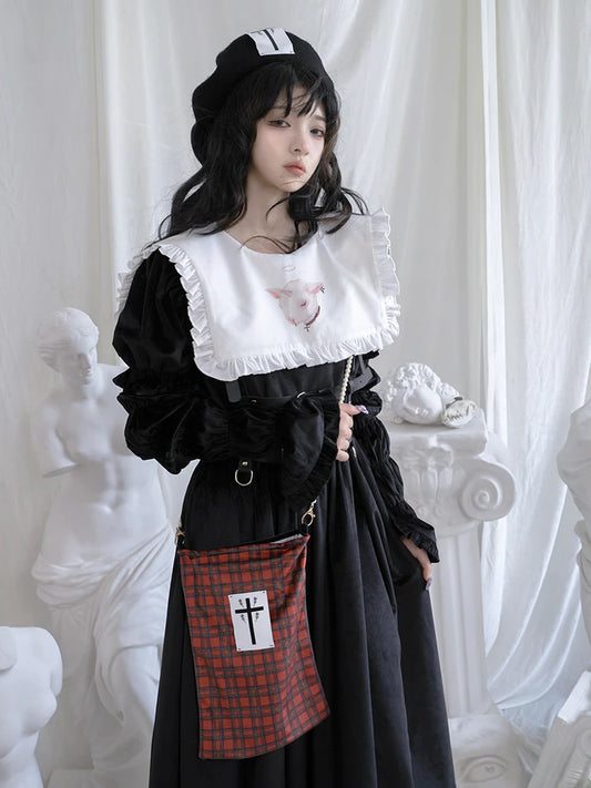 Animal Plaid Cross Lace Gothic Shoulder-bag- Outfit Inspo