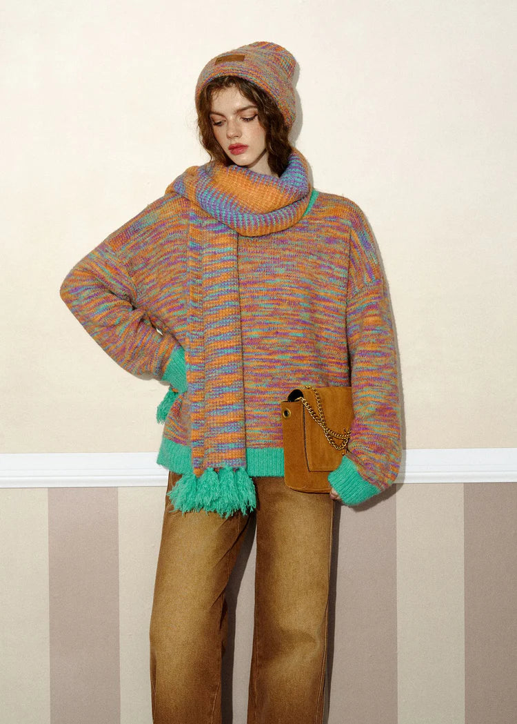 Colorful Casual Muffler & Knit-Hat