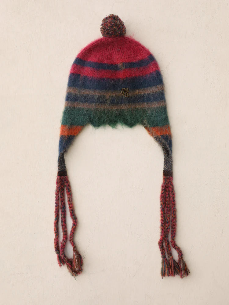 Contrasting Border Tassel Ear Protection Cold Knit Hat