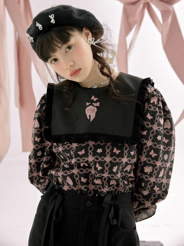 Eerie Frill Lace Girly Blouse