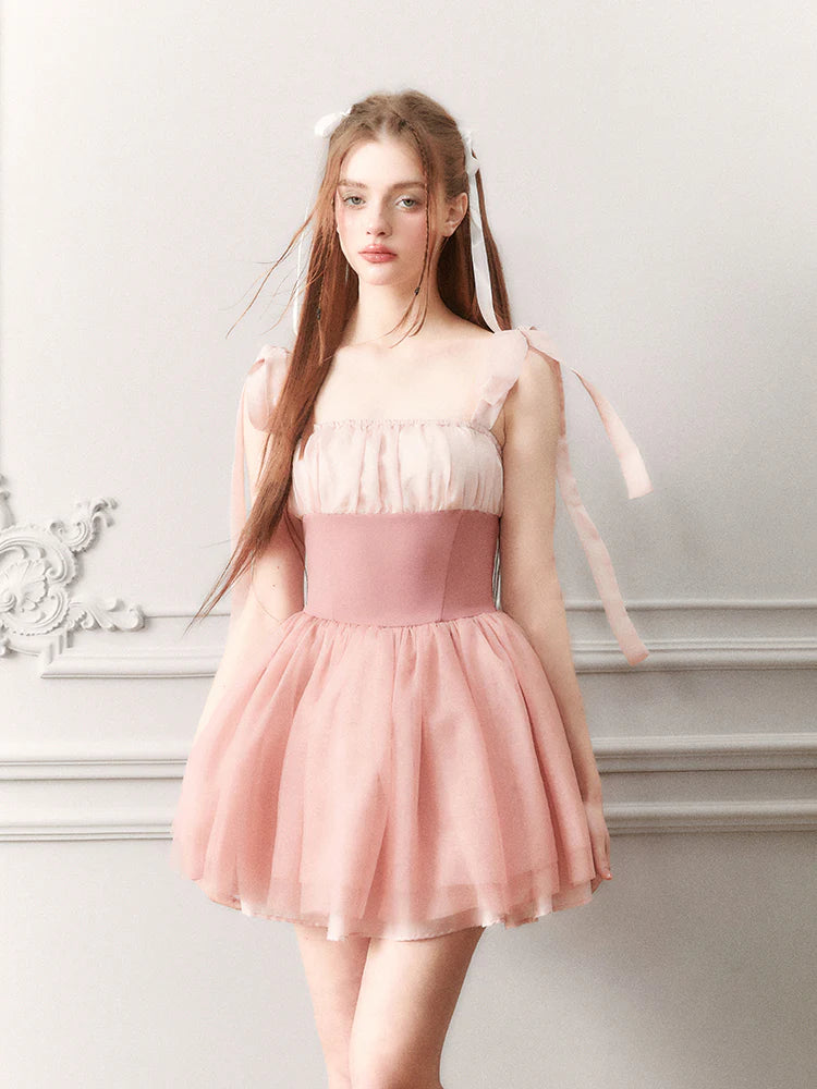 Fluffily Princess Lace Ribbon Ciffon Doll One-Piece