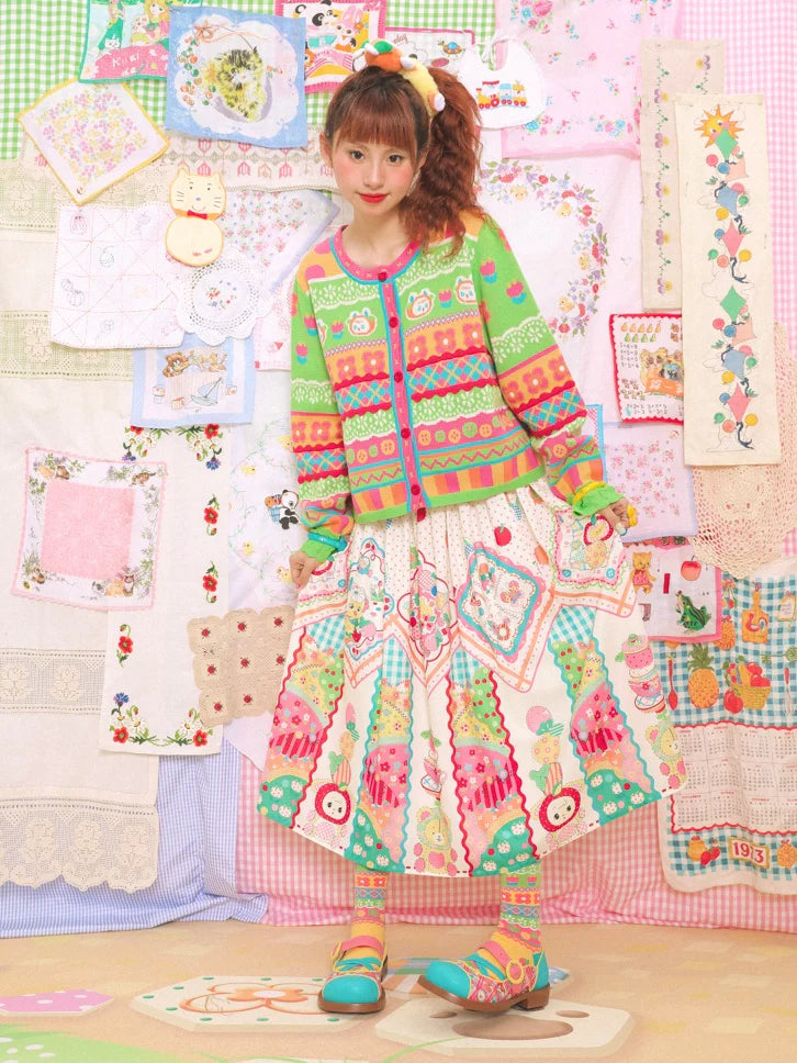 Handkerchief Print Gather Skirt- Outfits Aesthetic