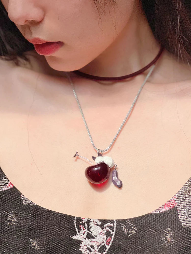 Sleeping-Animal Cherry Cute Necklace