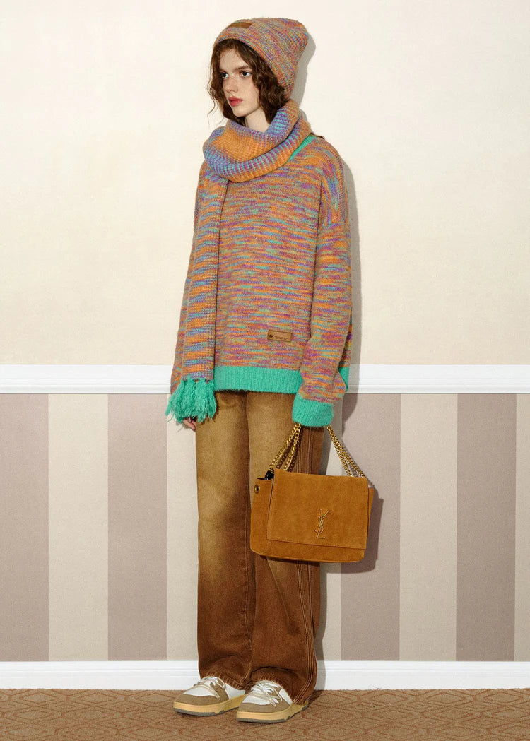 Colorful Casual Muffler & Knit-Hat