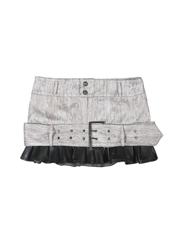 Lace-Up Belt Casual Tie-Dye Skirts & Leg-Covers- Outfits Aesthetic