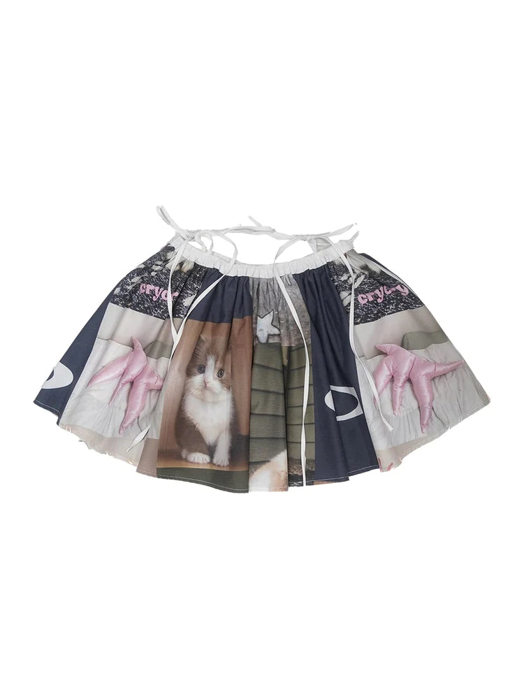 Animal Picture Nichi Flare Mini-Skirt