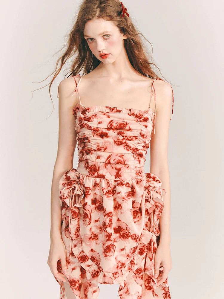 Flower Rose Gather Asymemtry Colorful One-Piece