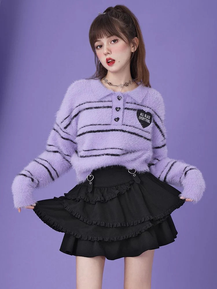 Tiered Short Frull heart GRLY Skirt