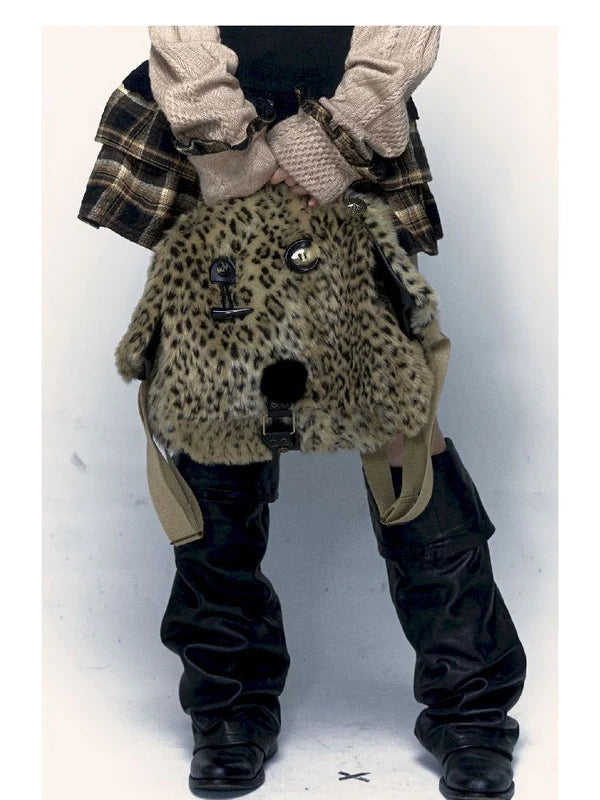 Leopard Print Puppy Shoulder Bag