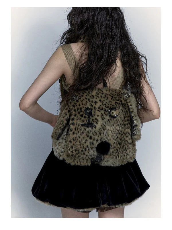 Leopard Print Puppy Shoulder Bag