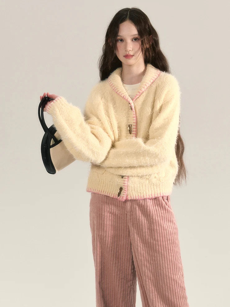 Knit Fluffily Retro Toggle-Button Cardigan