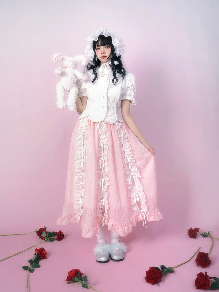 Lolita Frill Ribbon Long Skirt