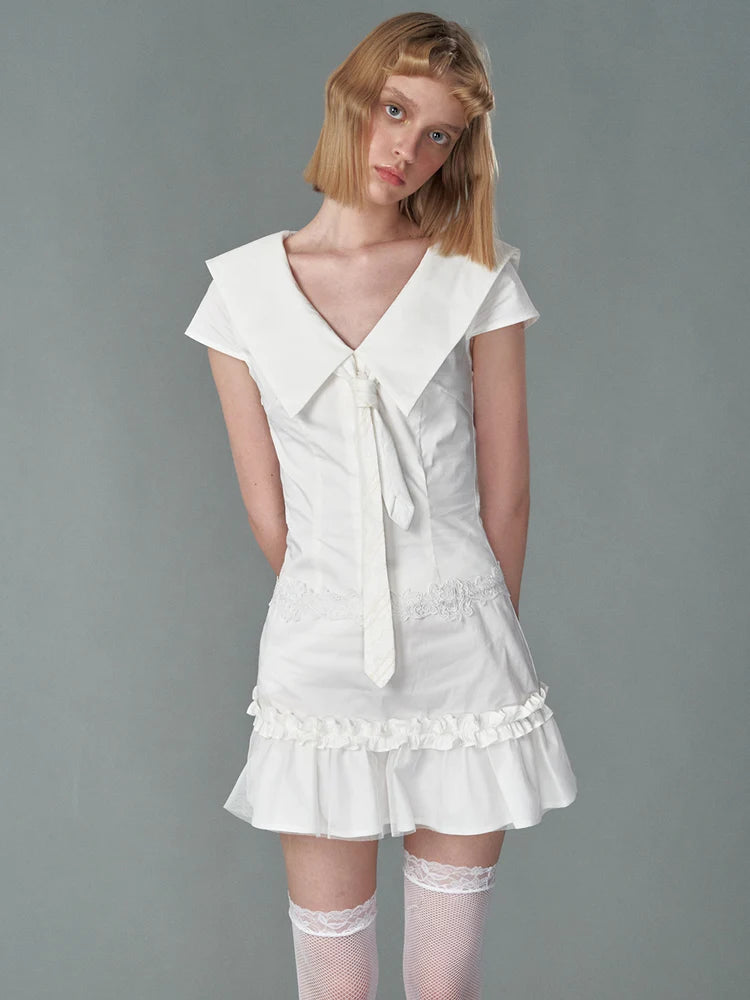 Marine Sailor Girly Frill Tiered One-Piece