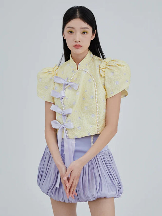 New Chinese Blouse Bow Tie- Outfit Inspo