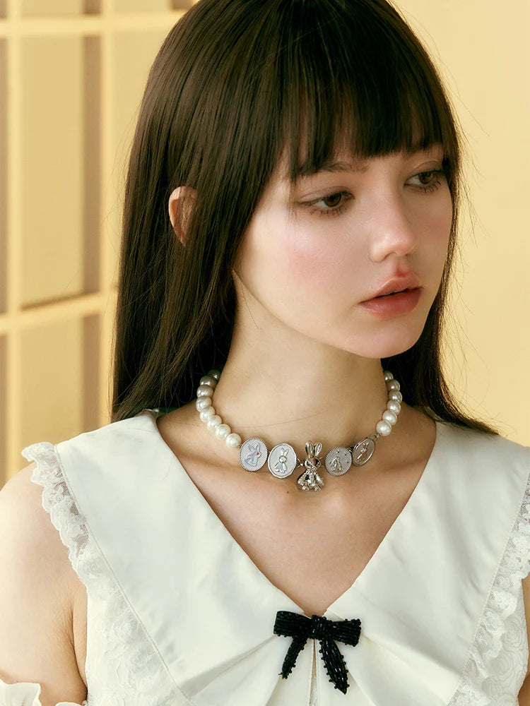 Bunny Combination Pearl Chocker- Outfit Inspo