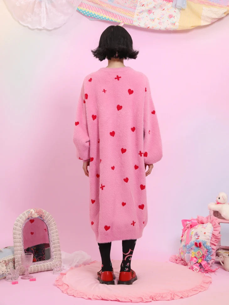 Pink Love Cat Sweater Skirt- Outfits Aesthetic