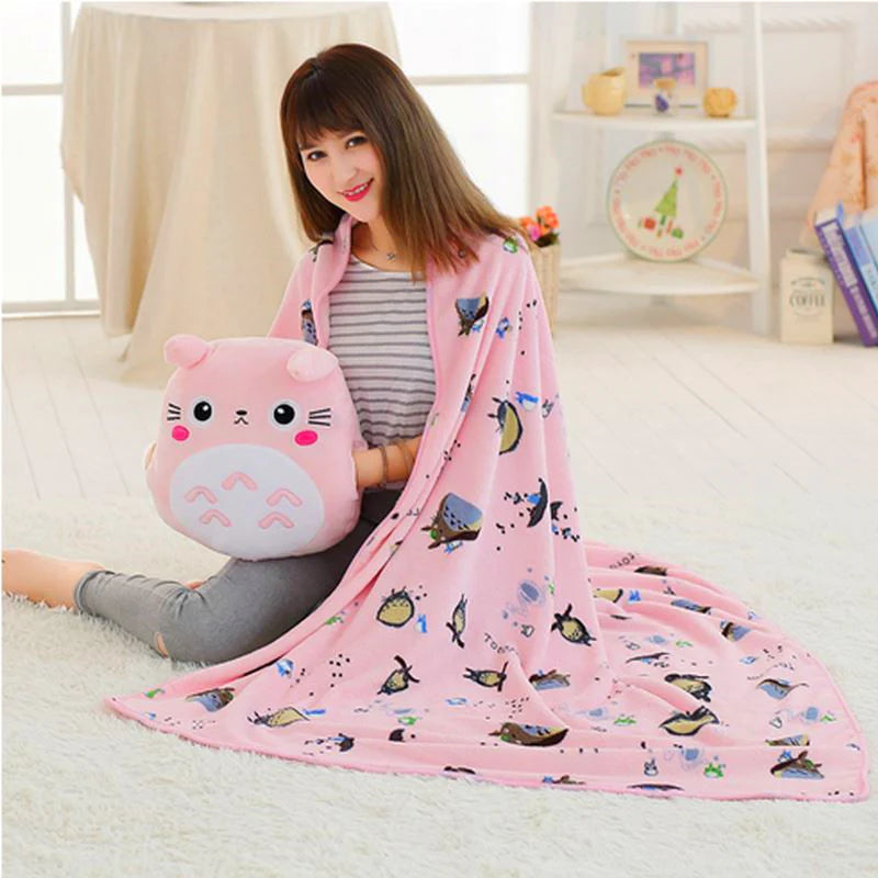 Cute Totoro Pillow And Blanket