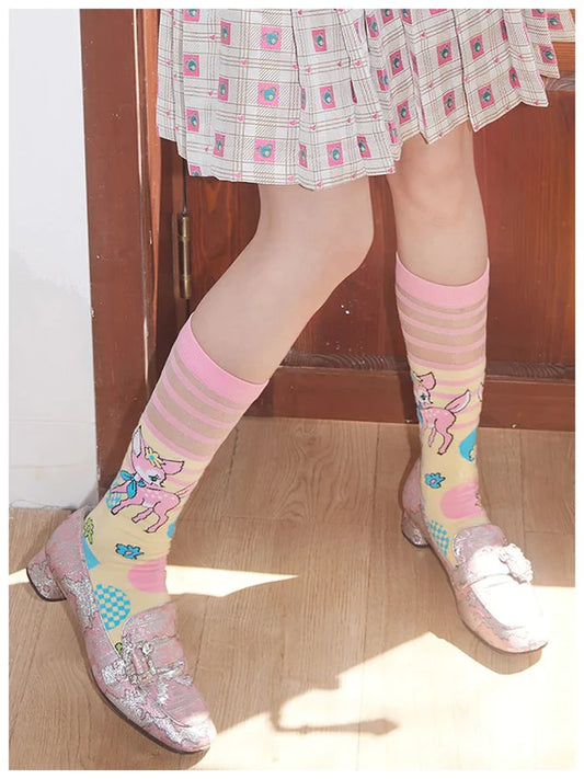 Striped Flowers Color Socks