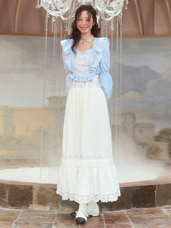 Flounce Lace Design Long Skirt