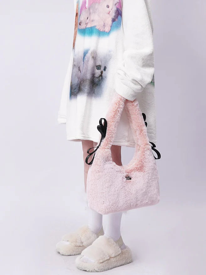 Y2K One-Shoulder Fur Bag