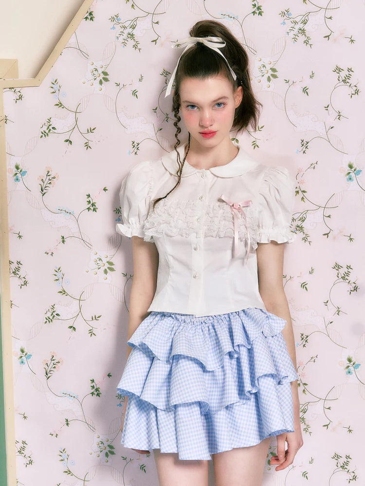 Doll Collar Lace Decorative Floch Shirt