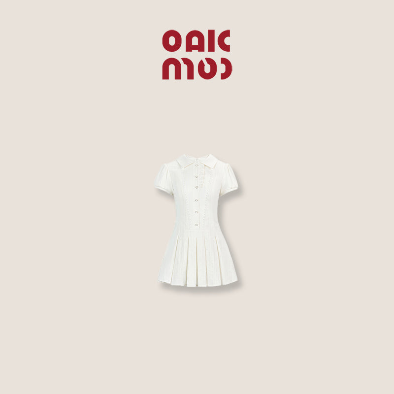 OAKMOO/ "Waiting for You to Finish Class" dress, A-line skirt, short-sleeved shirt dress, commuter college style, spicy girl tea break dress