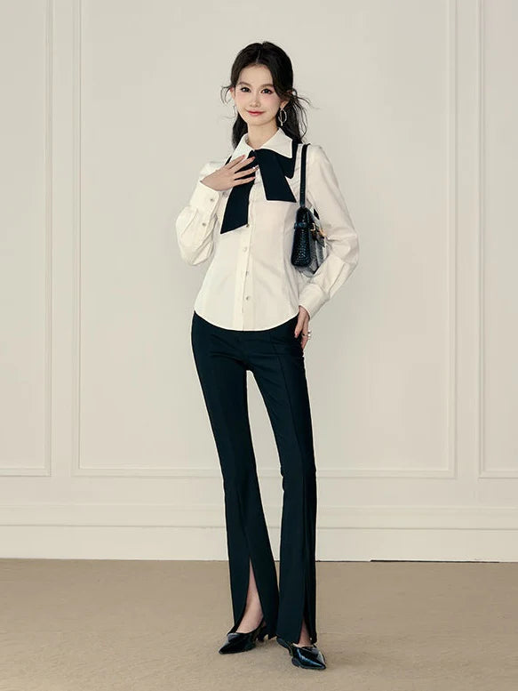 Elastic Slim Slit Pants