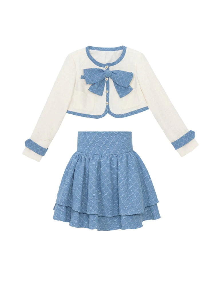 Bow Short Jacket & Cake Skirt