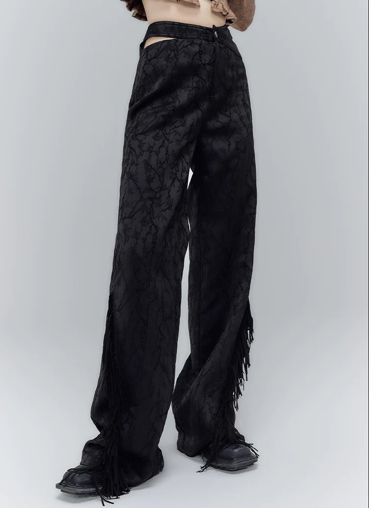 Waist Cutout Tassel Trousers