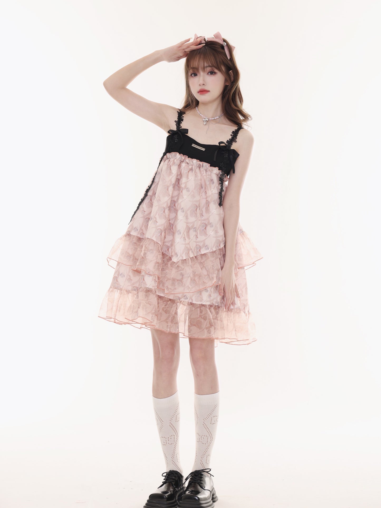 Amber Tea" - Inspired by Kong Xueer - Original sweet spaghetti strap princess puff dress.