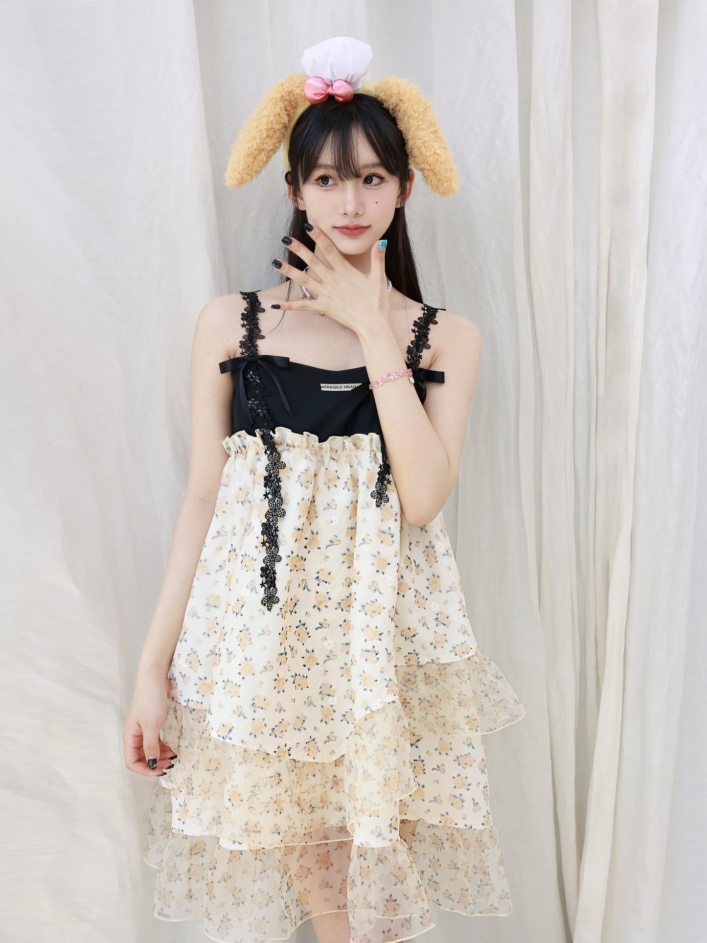 Amber Tea" - Inspired by Kong Xueer - Original sweet spaghetti strap princess puff dress.