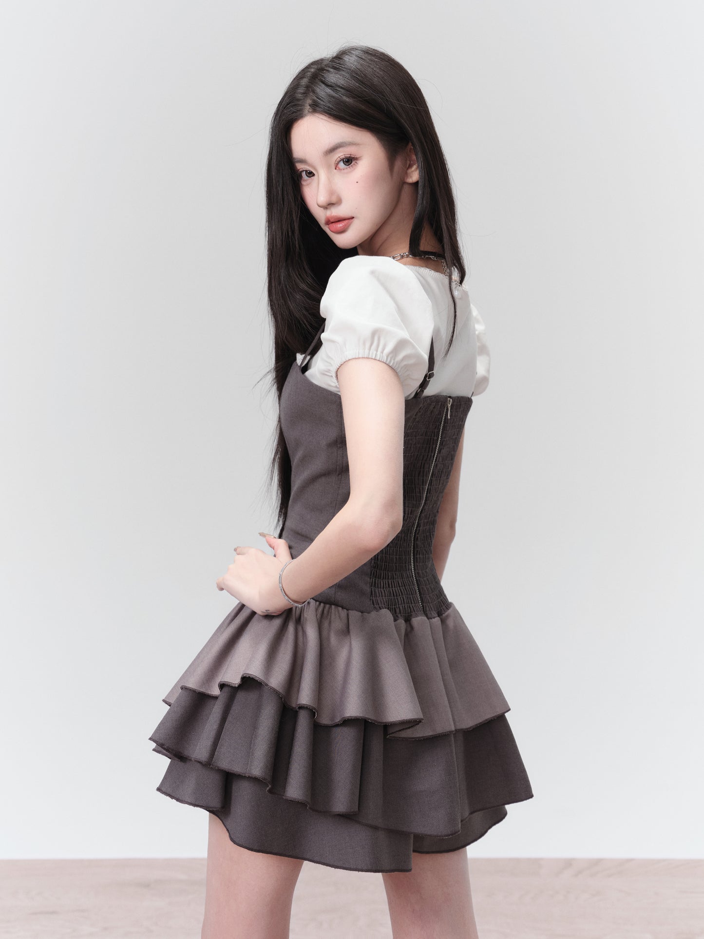 fragileheart Fragile Store · Gray outfit, versatile sweet and salty gray lace spliced suspender princess dress