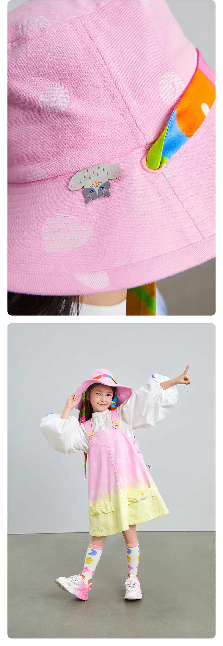 pocoblush Original Design Gradient Jacquard Ribbon Fisherman Hat 2024 New Spring/Summer Sun Protection Girls Sun Hat