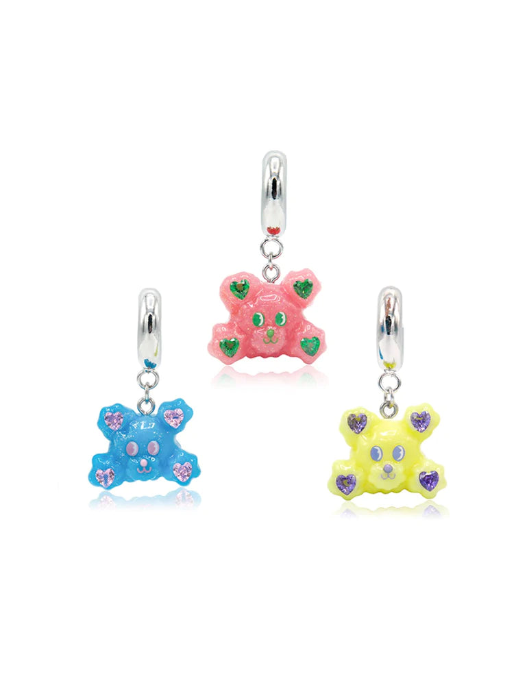 Bear Resin Ring Earrings Pierced- Outfits Aesthetic