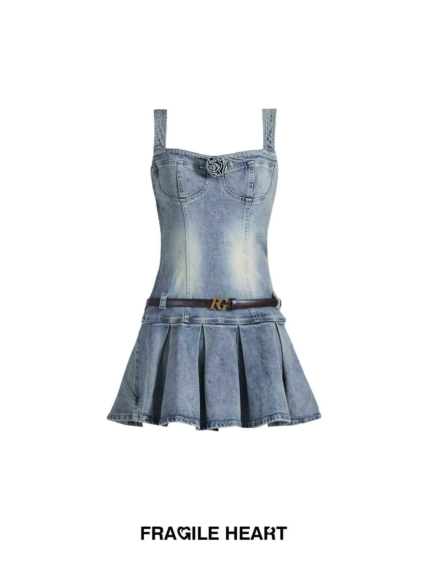 fragileheart's Fragile Heart Store, Denim Holiday Rose Denim Dress, Vintage and Spicy Suspender Dress