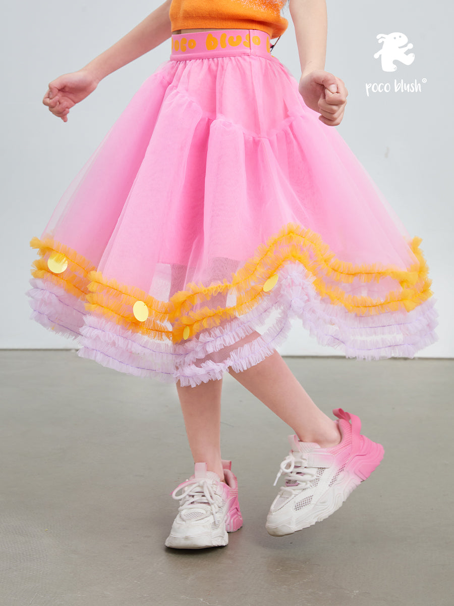 pocoblush Original Design Dreamy Tulle Half Skirt, 2024 Spring/Summer Collection for Girls, Princess Mesh Skirt