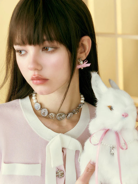 Rabbit Combination Pearl Short Necklace- Simple Outfits