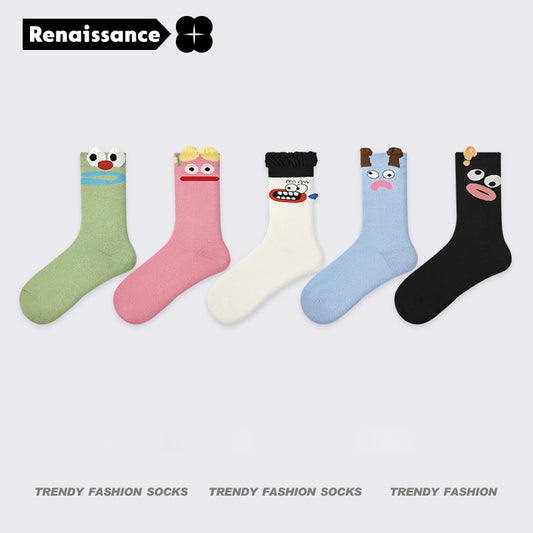 Renaissance original women's socks, autumn and spring new dopamine mid-length tube socks, INS trendy Barbie girls cotton socks - R8619 Bumpy Socks