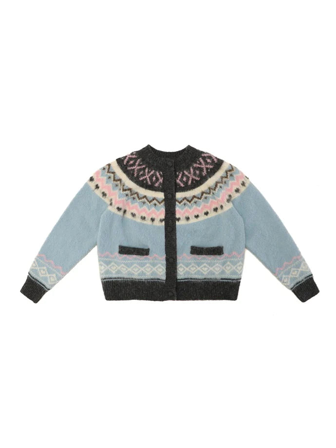 Retro Crew-Neck Cute Knit Cardigan