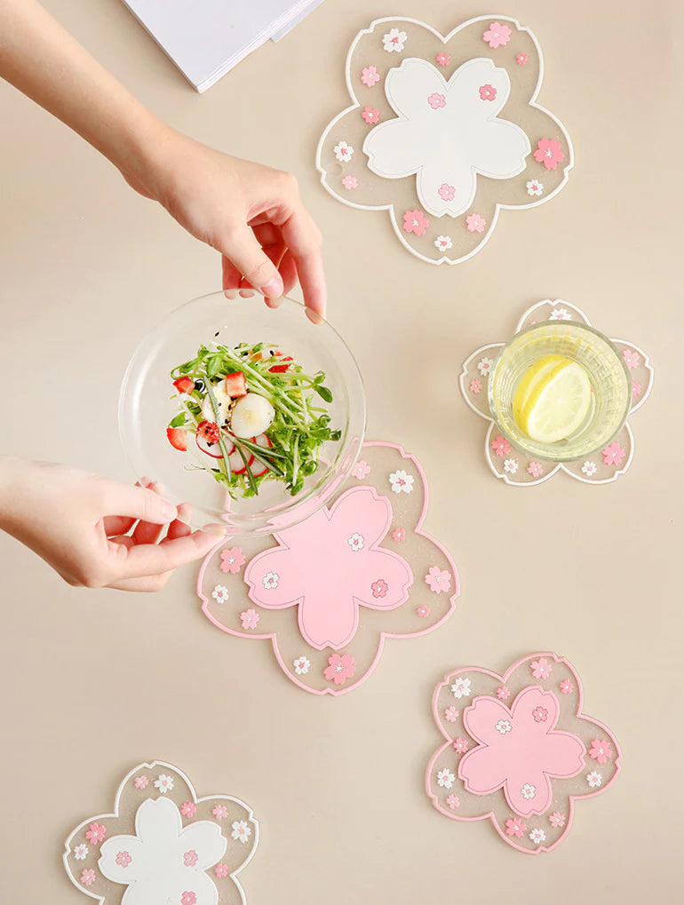 Kawaii Sakura Flowers Cup Mat