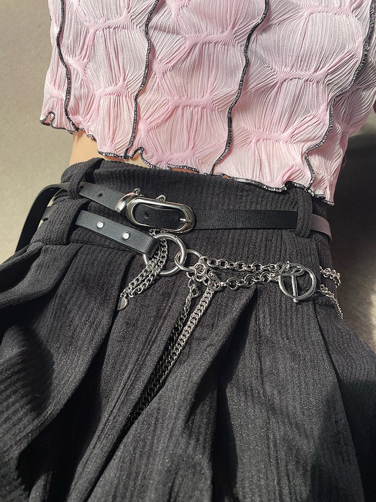 Thin Leather Chain Belt-Simple Outfits