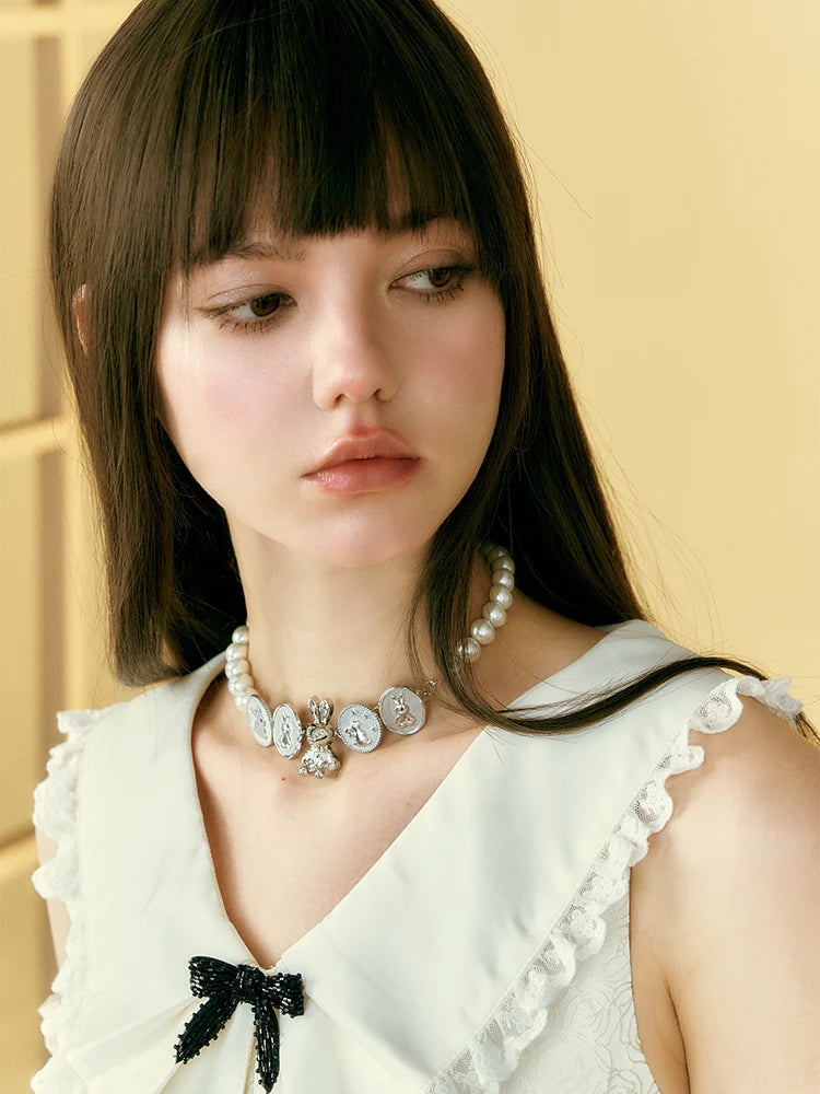 Bunny Combination Pearl Chocker- Outfit Inspo