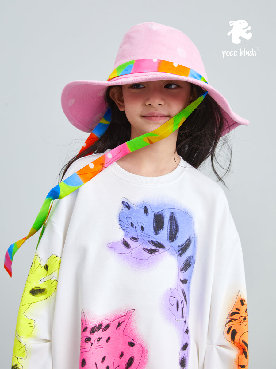 pocoblush Original Design Gradient Jacquard Ribbon Fisherman Hat 2024 New Spring/Summer Sun Protection Girls Sun Hat